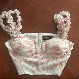 Cider Pink and Cream Floral Crop Top
